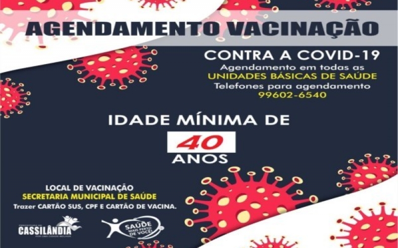 AGENDAMENTO PARA VACINAÇÃO CONTRA A COVID-19 LIBERADO