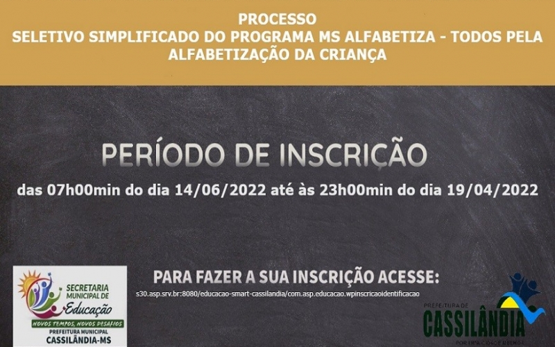 Processo seletivo simplificado do Programa MS Alfabetiza.