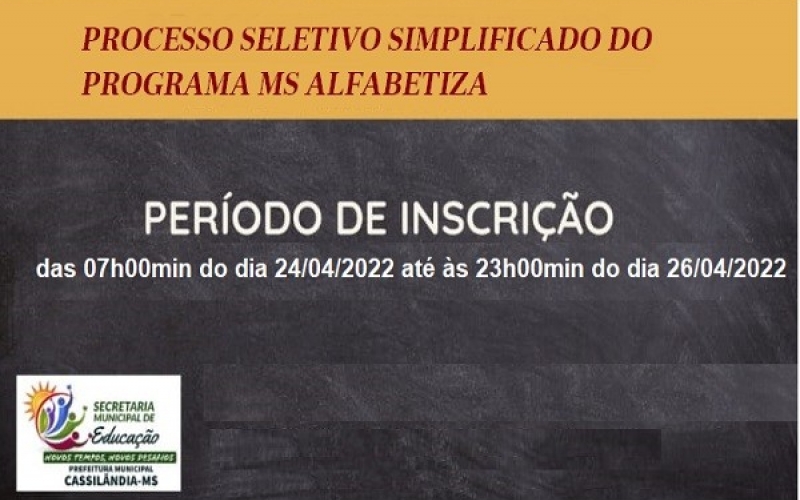 PROCESSO SELETIVO SIMPLIFICADO DO PROGRAMA MS ALFABETIZA